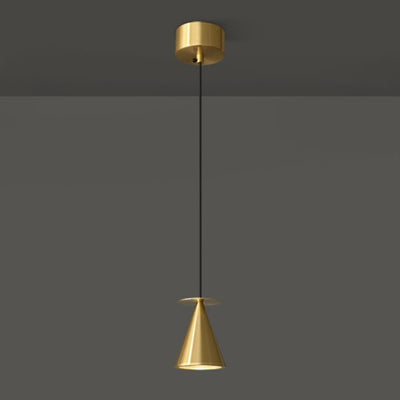 Lustre LED conique géométrique en cuivre moderne et luxueux pour salon 