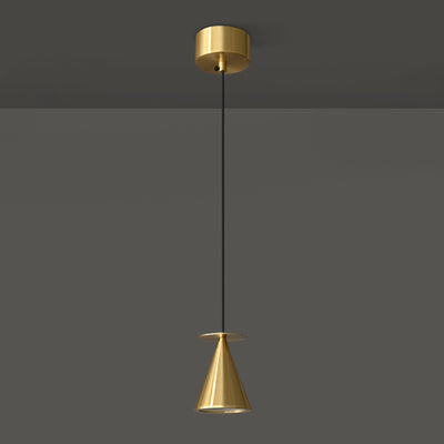 Lustre LED conique géométrique en cuivre moderne et luxueux pour salon 