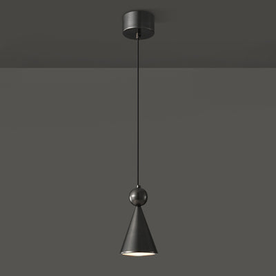 Lustre LED conique géométrique en cuivre moderne et luxueux pour salon 