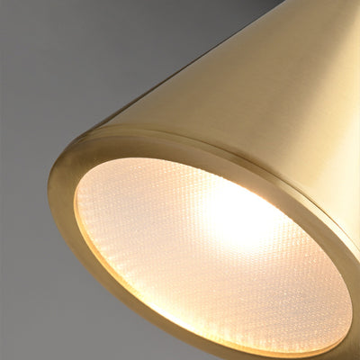 Lustre LED conique géométrique en cuivre moderne et luxueux pour salon 