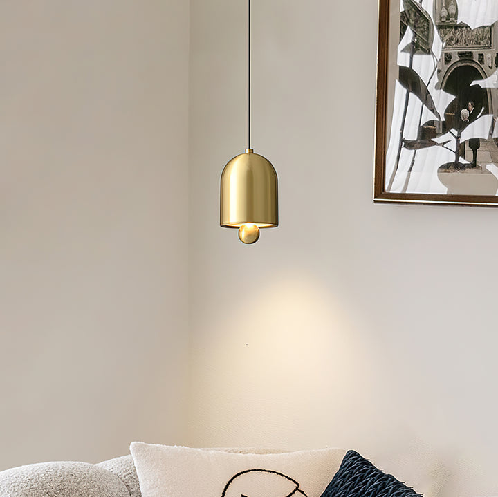 Moderner minimalistischer LED-Pendelleuchte mit geometrischem Glockenschirm aus Vollkupfer für das Wohnzimmer 