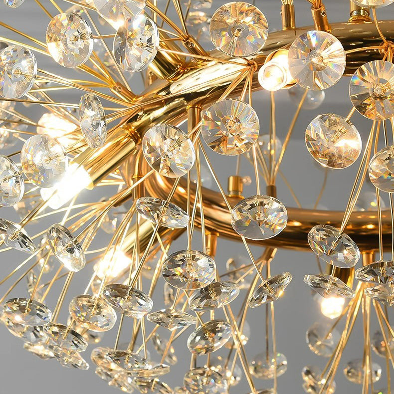 Lustre moderne de luxe en cristal globe pissenlit en fer et aluminium 6/9 lumières pour salle à manger 