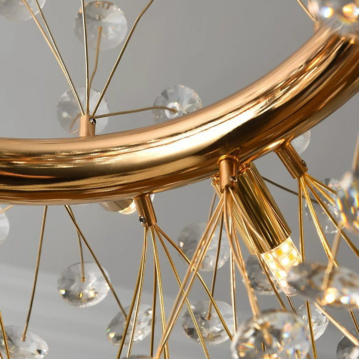 Lustre moderne de luxe en cristal globe pissenlit en fer et aluminium 6/9 lumières pour salle à manger 