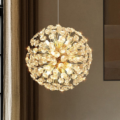 Moderner Luxus Globus Kristall Löwenzahn Schirm Eisen Aluminium 6/9-Licht Kronleuchter für das Esszimmer 