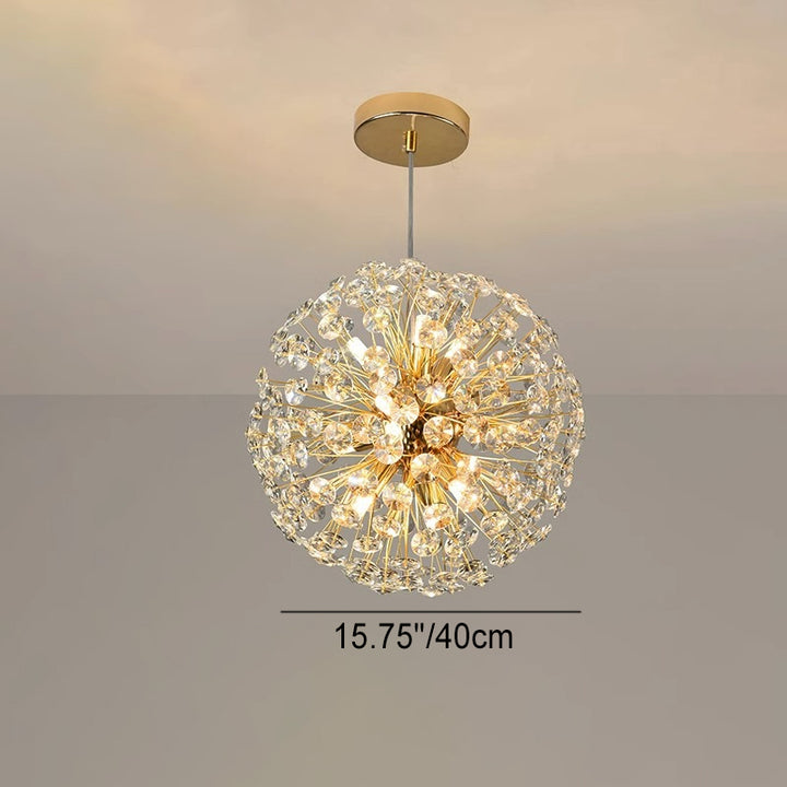 Lustre moderne de luxe en cristal globe pissenlit en fer et aluminium 6/9 lumières pour salle à manger 