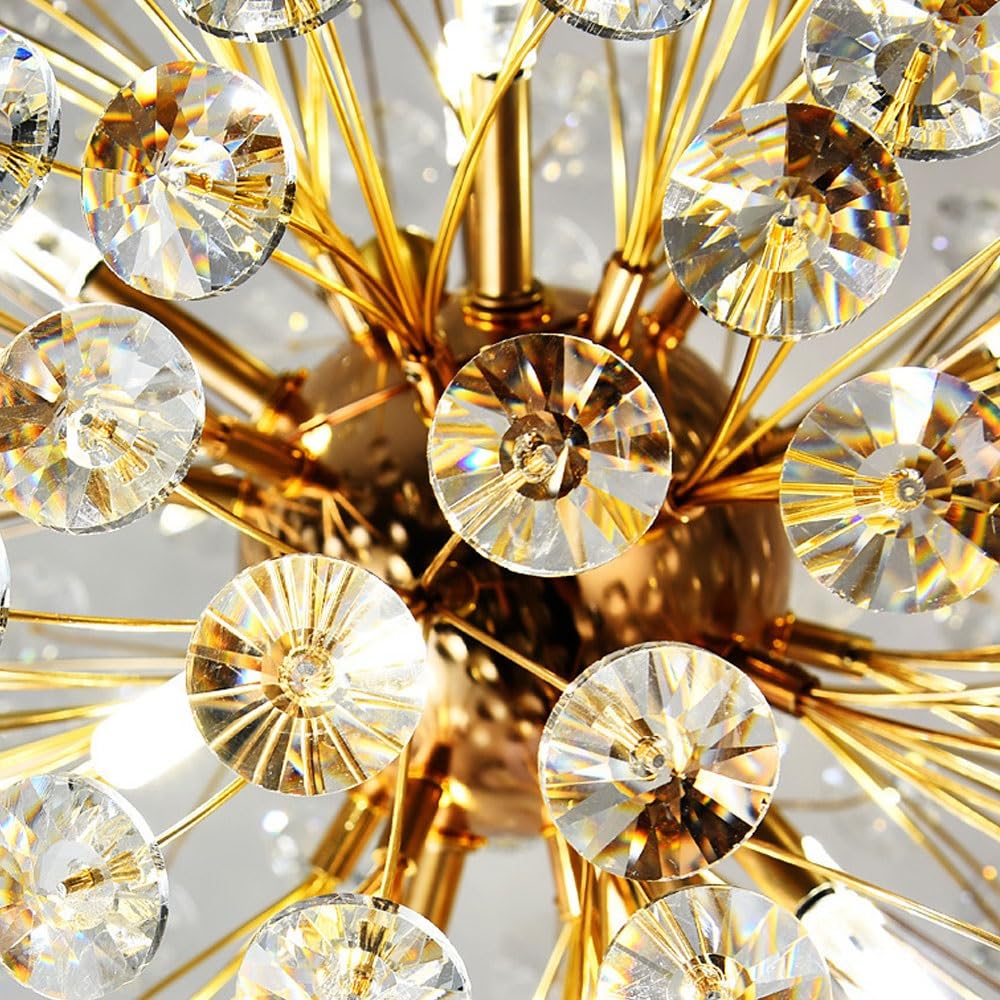 Lustre moderne de luxe en cristal globe pissenlit en fer et aluminium 6/9 lumières pour salle à manger 