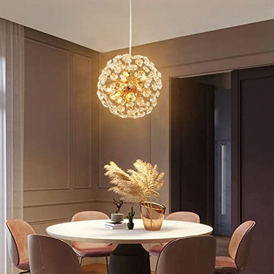 Moderner Luxus Globus Kristall Löwenzahn Schirm Eisen Aluminium 6/9-Licht Kronleuchter für das Esszimmer 