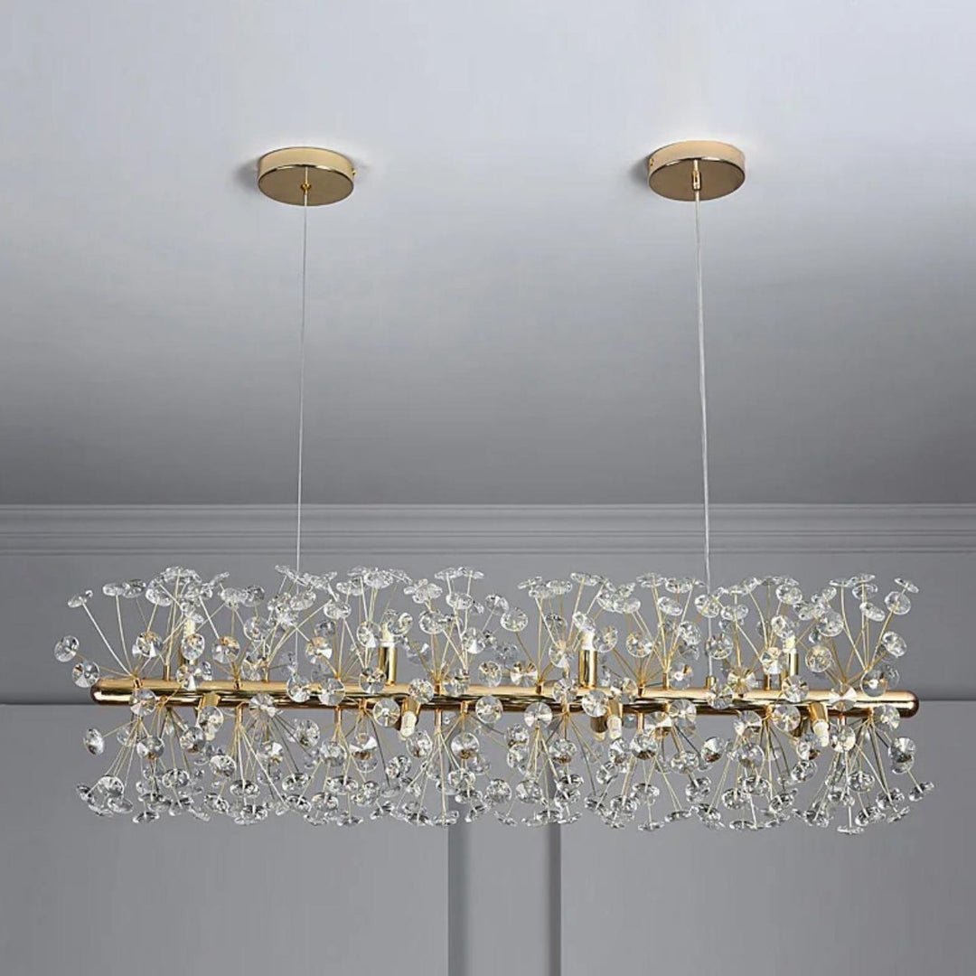 Lustre Îlot Moderne de Luxe avec Abat-jour en Cristal, Fer et Aluminium à 12/15 Lumières pour Salle à Manger 