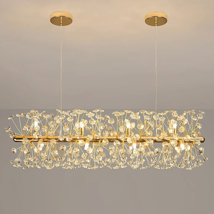 Lustre Îlot Moderne de Luxe avec Abat-jour en Cristal, Fer et Aluminium à 12/15 Lumières pour Salle à Manger 