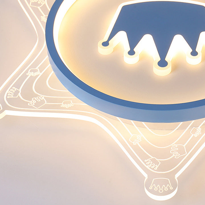 Zeitgenössische kreative Eisen-Acryl-Kronen-Hexagramm-LED-Deckenleuchte für das Wohnzimmer 