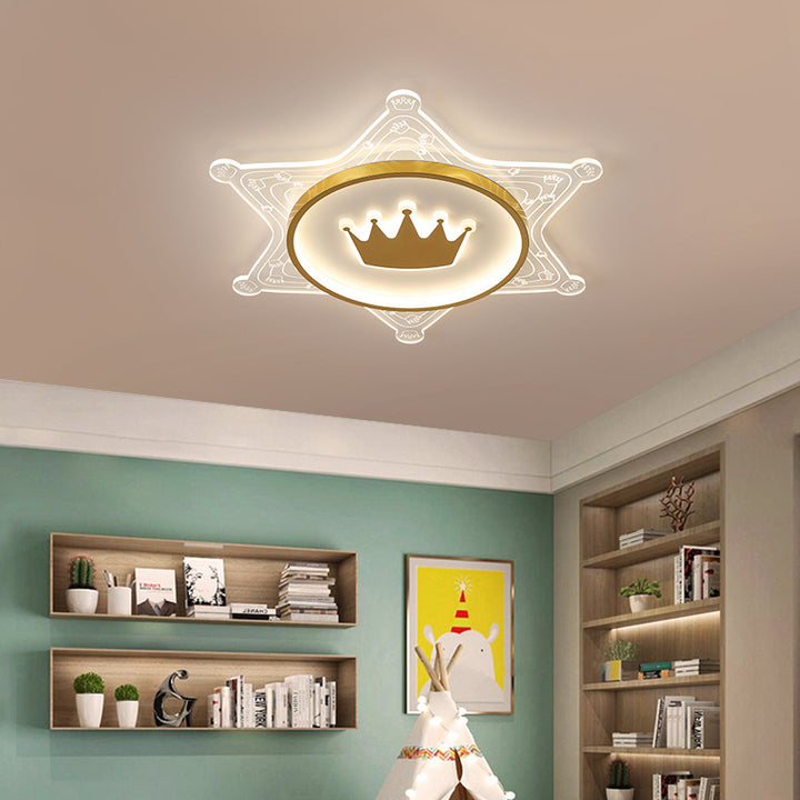 Lustre LED encastré hexagramme en fer acrylique créatif contemporain pour salon 