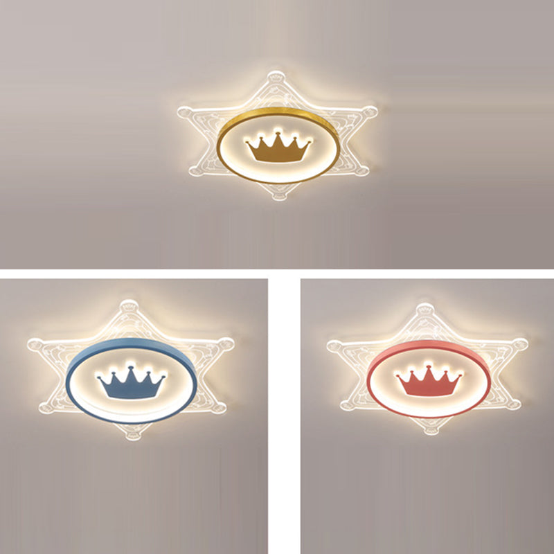 Zeitgenössische kreative Eisen-Acryl-Kronen-Hexagramm-LED-Deckenleuchte für das Wohnzimmer 