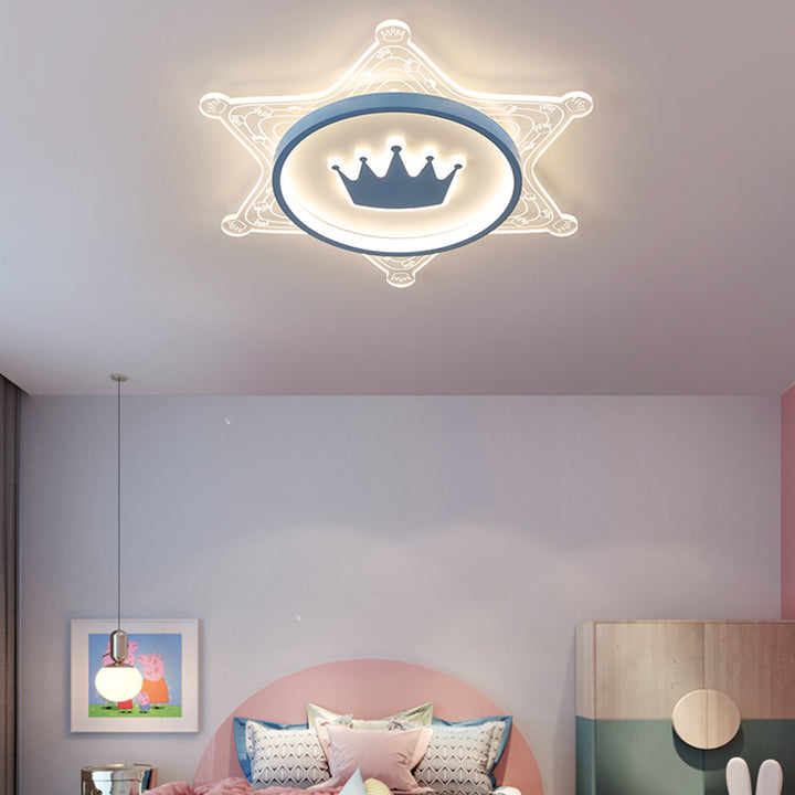 Zeitgenössische kreative Eisen-Acryl-Kronen-Hexagramm-LED-Deckenleuchte für das Wohnzimmer 