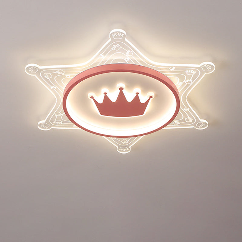 Zeitgenössische kreative Eisen-Acryl-Kronen-Hexagramm-LED-Deckenleuchte für das Wohnzimmer 