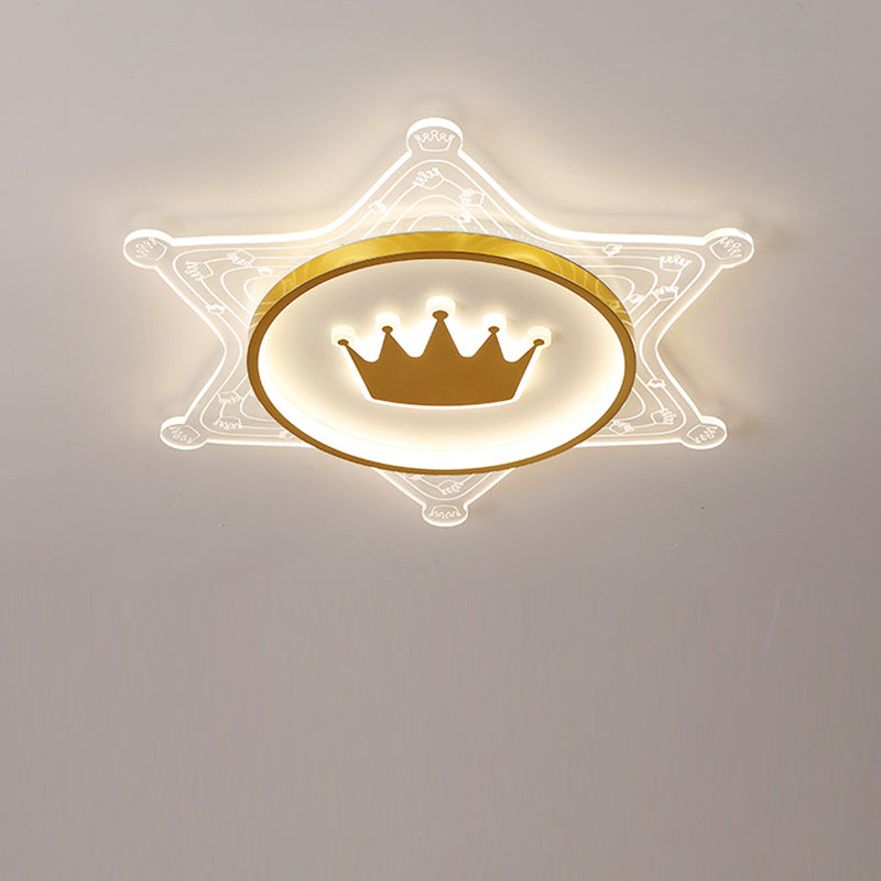Zeitgenössische kreative Eisen-Acryl-Kronen-Hexagramm-LED-Deckenleuchte für das Wohnzimmer 