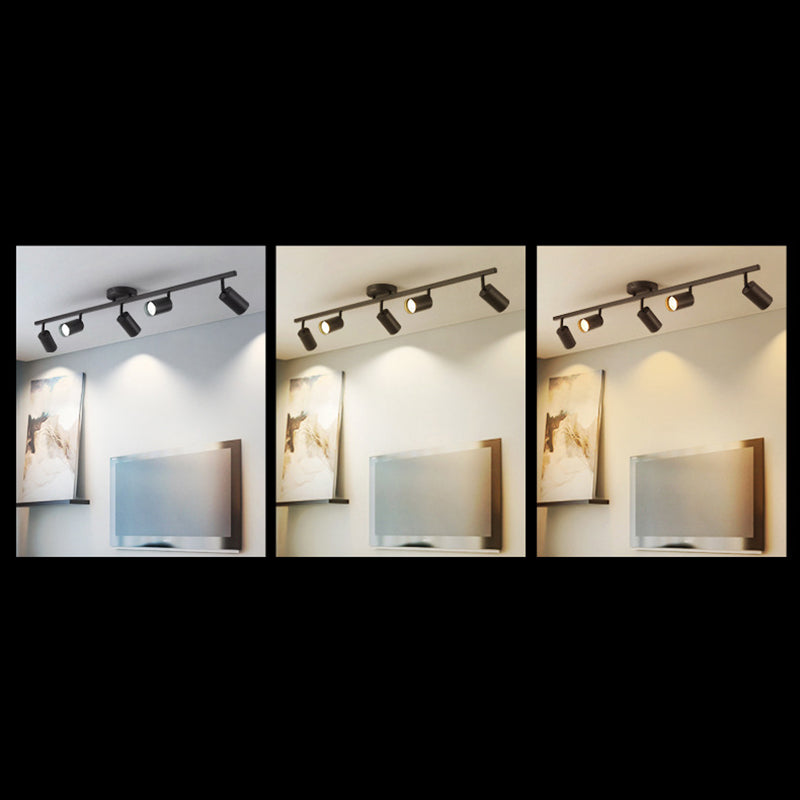 Contemporary Simplicity Iron Aluminum 3/4/5-Light Track Adjustable Spotlight Semi-Flush Mount Ceiling Light For Living Room