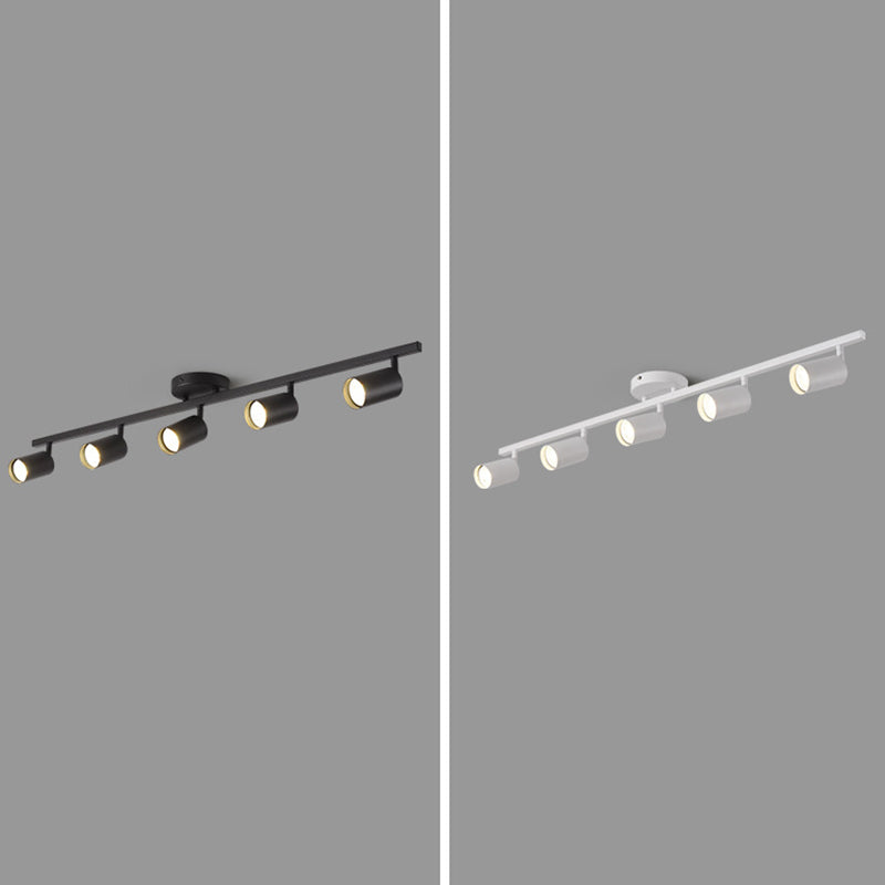 Contemporary Simplicity Iron Aluminum 3/4/5-Light Track Adjustable Spotlight Semi-Flush Mount Ceiling Light For Living Room