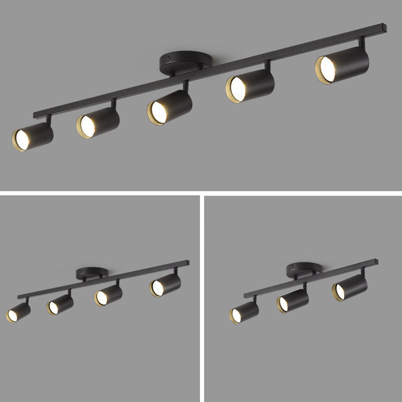 Contemporary Simplicity Iron Aluminum 3/4/5-Light Track Adjustable Spotlight Semi-Flush Mount Ceiling Light For Living Room