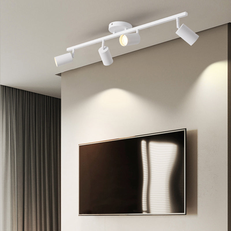 Contemporary Simplicity Iron Aluminum 3/4/5-Light Track Adjustable Spotlight Semi-Flush Mount Ceiling Light For Living Room