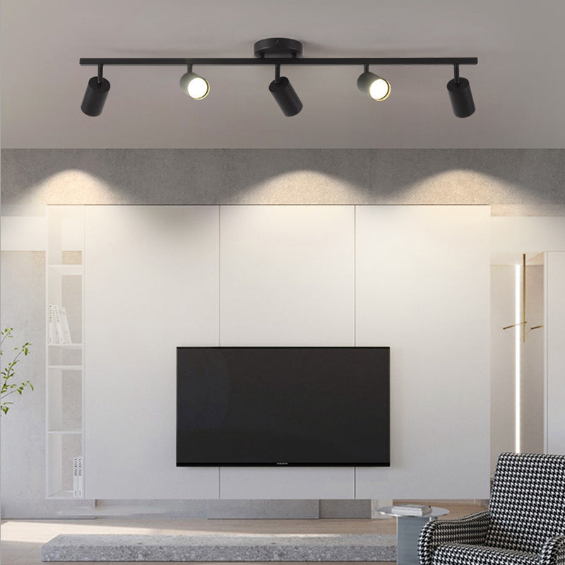 Contemporary Simplicity Iron Aluminum 3/4/5-Light Track Adjustable Spotlight Semi-Flush Mount Ceiling Light For Living Room