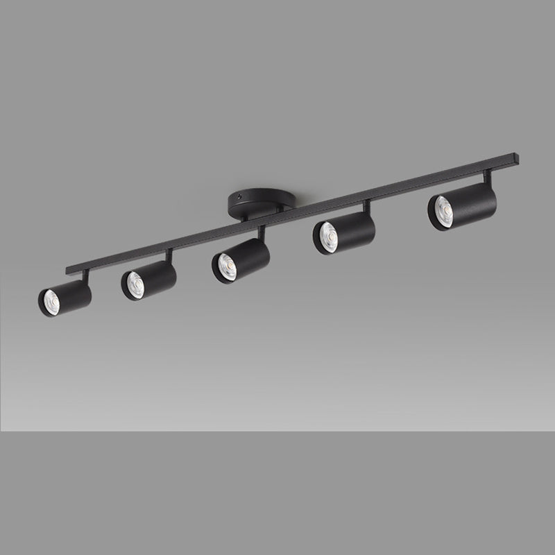 Contemporary Simplicity Iron Aluminum 3/4/5-Light Track Adjustable Spotlight Semi-Flush Mount Ceiling Light For Living Room