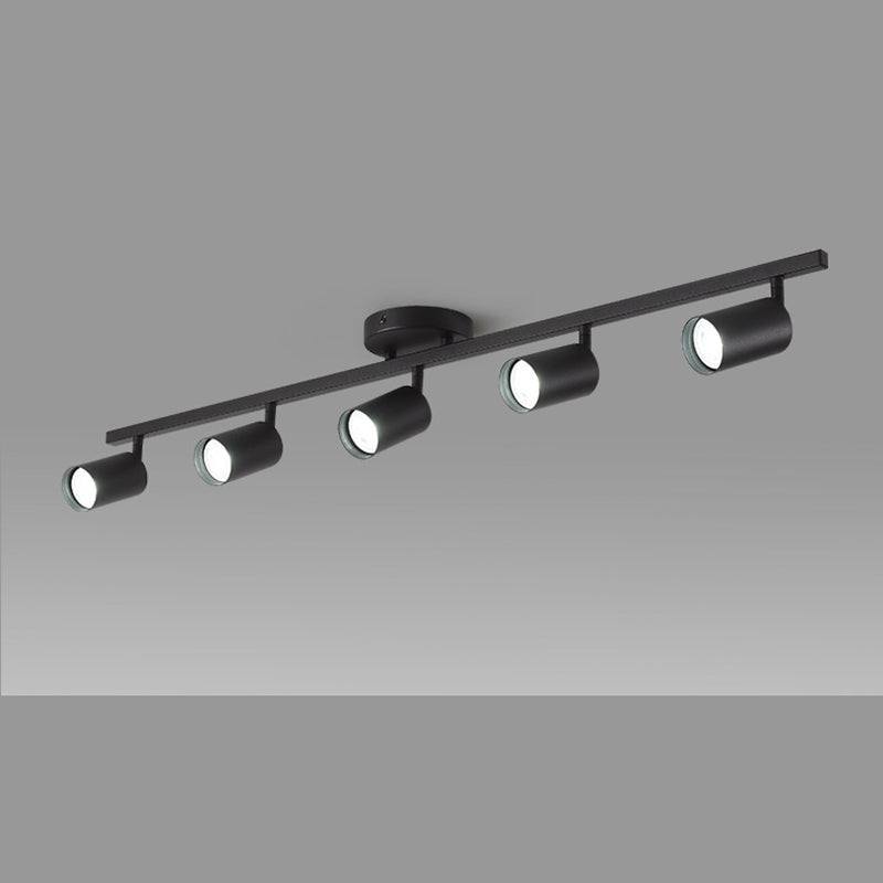 Contemporary Simplicity Iron Aluminum 3/4/5-Light Track Adjustable Spotlight Semi-Flush Mount Ceiling Light For Living Room