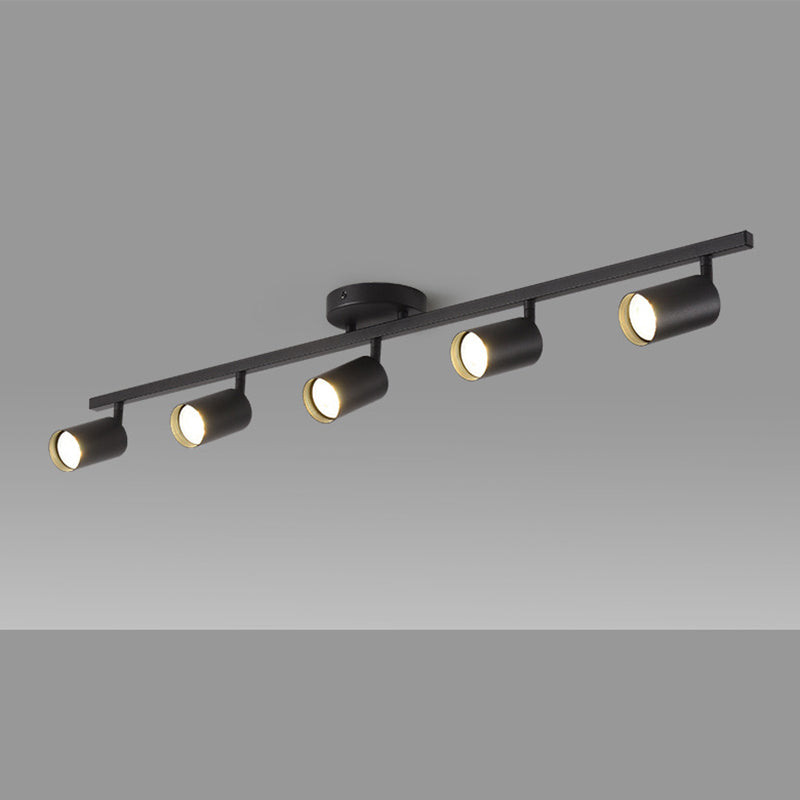 Contemporary Simplicity Iron Aluminum 3/4/5-Light Track Adjustable Spotlight Semi-Flush Mount Ceiling Light For Living Room