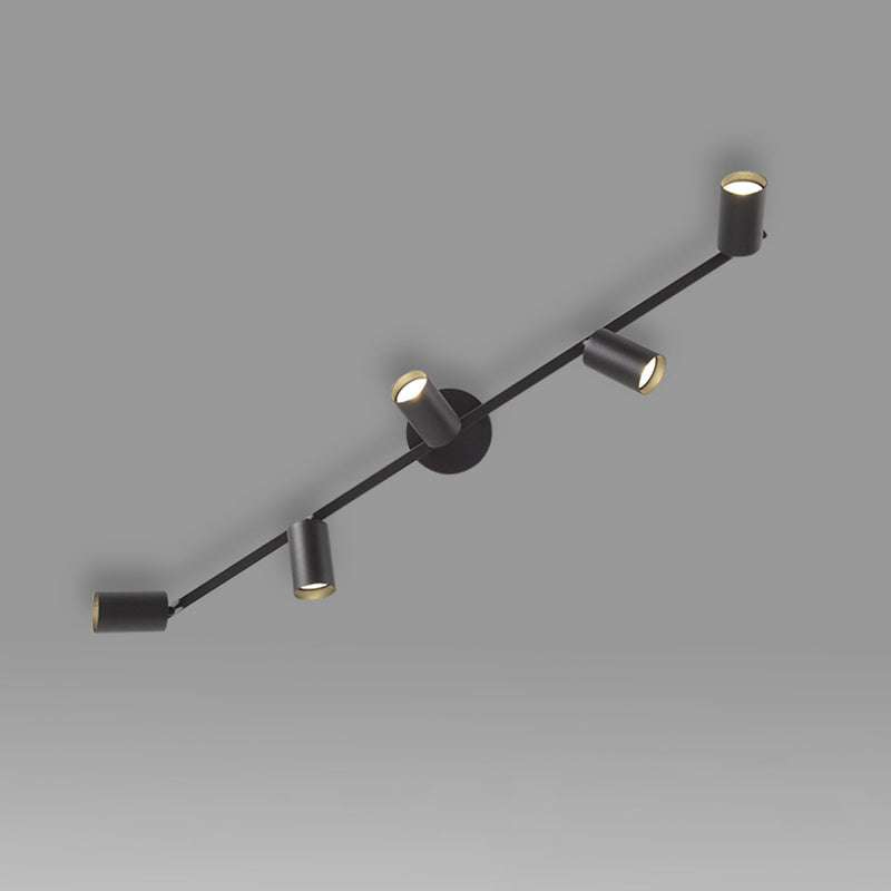 Contemporary Simplicity Iron Aluminum 3/4/5-Light Track Adjustable Spotlight Semi-Flush Mount Ceiling Light For Living Room