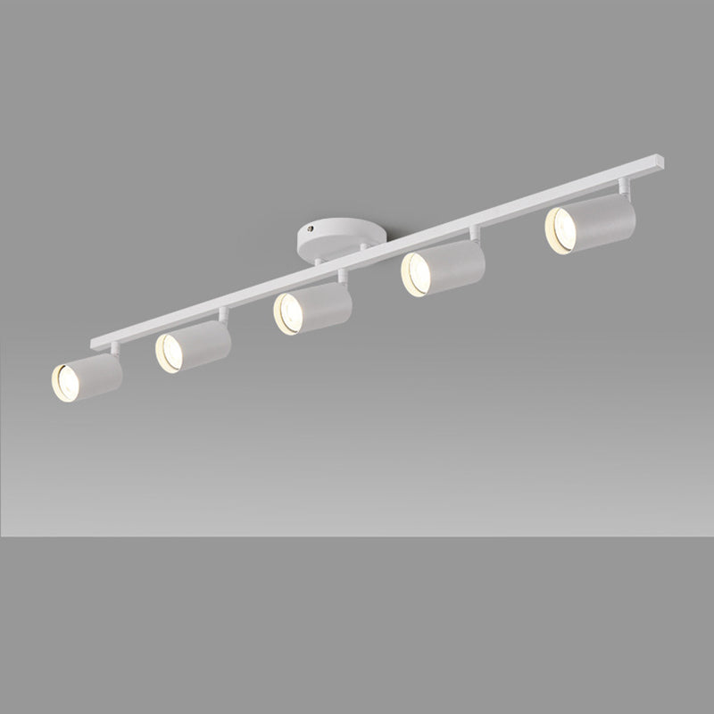 Contemporary Simplicity Iron Aluminum 3/4/5-Light Track Adjustable Spotlight Semi-Flush Mount Ceiling Light For Living Room
