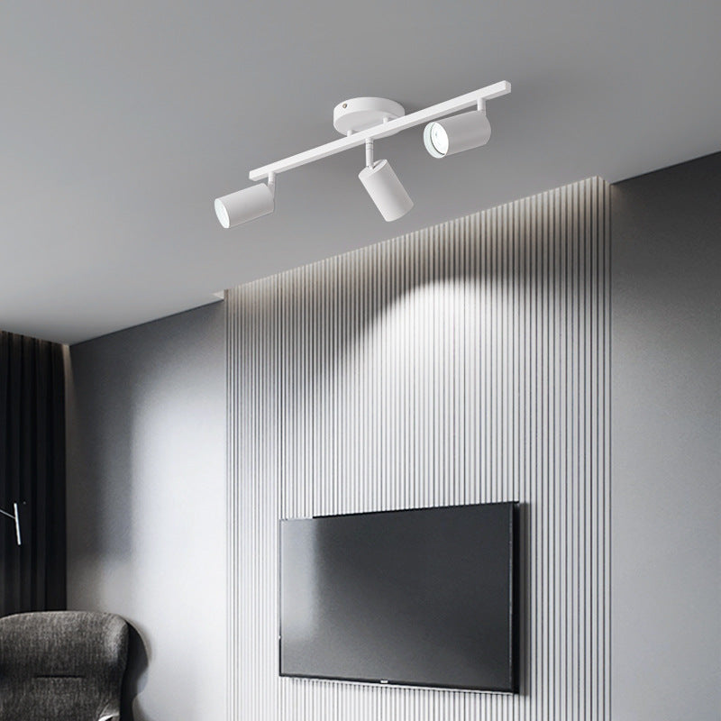 Contemporary Simplicity Iron Aluminum 3/4/5-Light Track Adjustable Spotlight Semi-Flush Mount Ceiling Light For Living Room