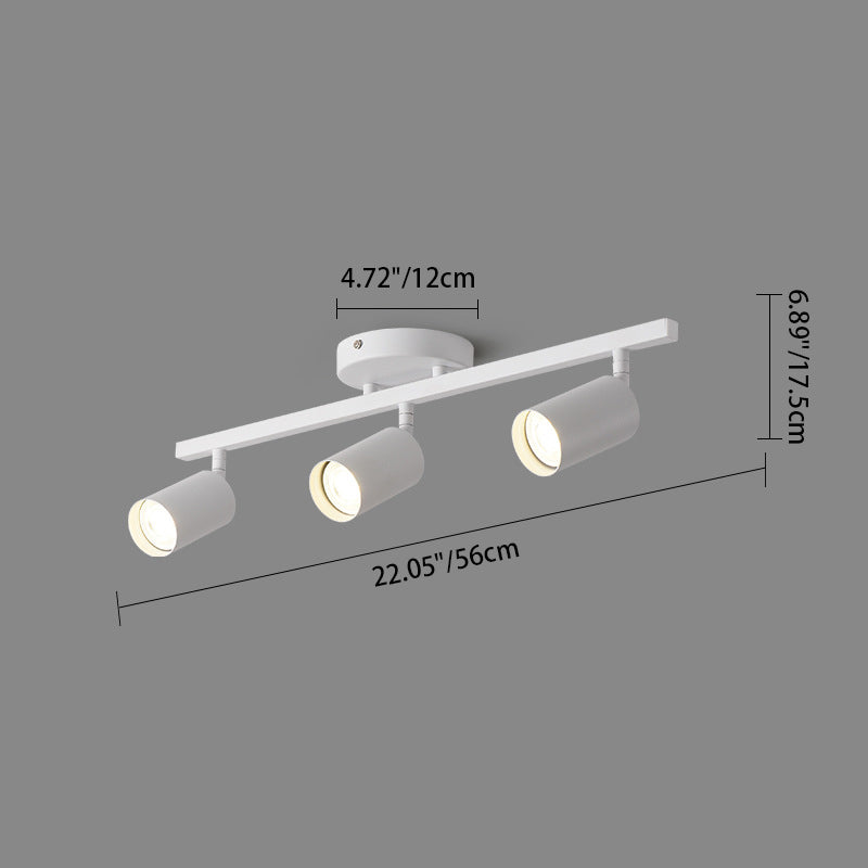 Contemporary Simplicity Iron Aluminum 3/4/5-Light Track Adjustable Spotlight Semi-Flush Mount Ceiling Light For Living Room