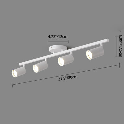 Contemporary Simplicity Iron Aluminum 3/4/5-Light Track Adjustable Spotlight Semi-Flush Mount Ceiling Light For Living Room