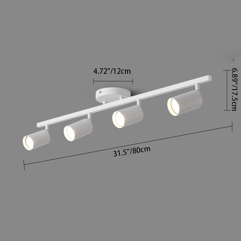 Contemporary Simplicity Iron Aluminum 3/4/5-Light Track Adjustable Spotlight Semi-Flush Mount Ceiling Light For Living Room