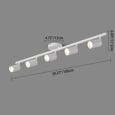 Contemporary Simplicity Iron Aluminum 3/4/5-Light Track Adjustable Spotlight Semi-Flush Mount Ceiling Light For Living Room