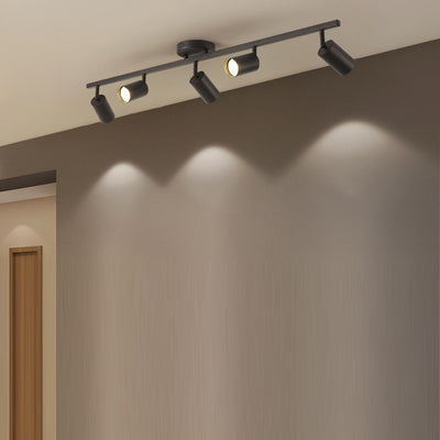 Contemporary Simplicity Iron Aluminum 3/4/5-Light Track Adjustable Spotlight Semi-Flush Mount Ceiling Light For Living Room
