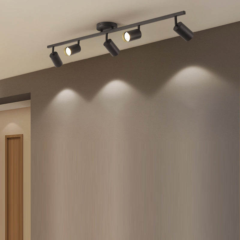 Contemporary Simplicity Iron Aluminum 3/4/5-Light Track Adjustable Spotlight Semi-Flush Mount Ceiling Light For Living Room