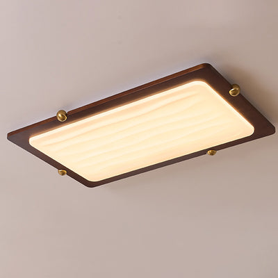 Plafonnier LED rectangulaire en bois massif acrylique rétro contemporain pour salon 
