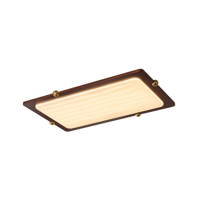 Zeitgenössische Retro Deckenleuchte aus massivem Holz und Acryl mit rechteckigem LED-Flush-Mount für das Wohnzimmer 