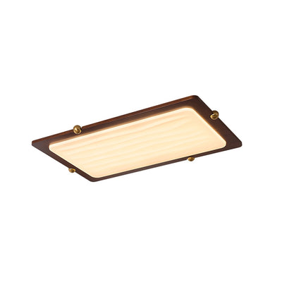 Plafonnier LED rectangulaire en bois massif acrylique rétro contemporain pour salon 
