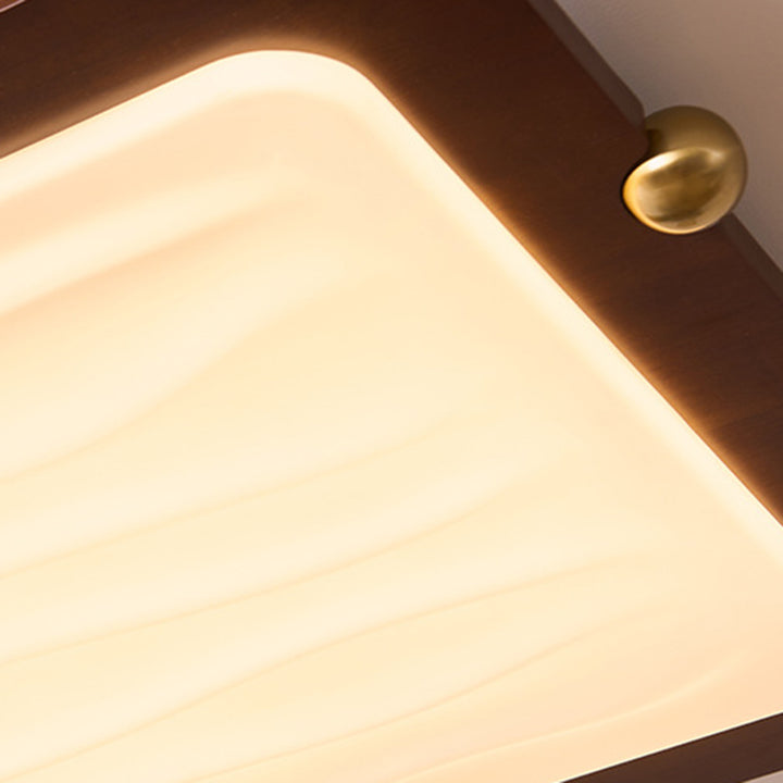 Zeitgenössische Retro Deckenleuchte aus massivem Holz und Acryl mit rechteckigem LED-Flush-Mount für das Wohnzimmer 