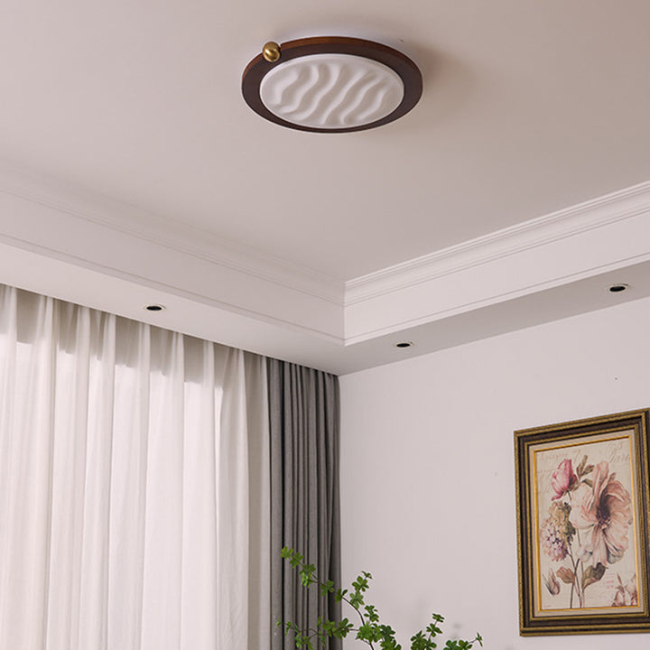 Zeitgenössische Retro Deckenleuchte aus massivem Holz und Acryl mit rechteckigem LED-Flush-Mount für das Wohnzimmer 