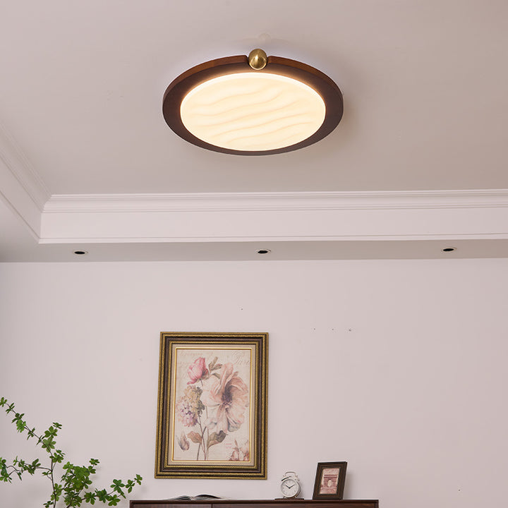 Zeitgenössische Retro Deckenleuchte aus massivem Holz und Acryl mit rechteckigem LED-Flush-Mount für das Wohnzimmer 