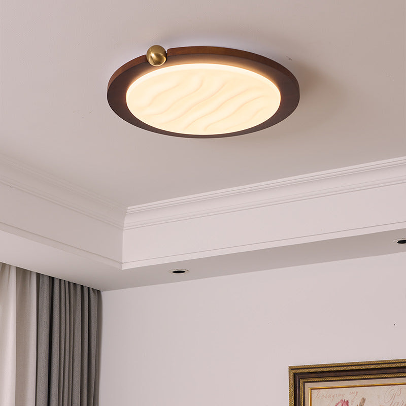 Zeitgenössische Retro Deckenleuchte aus massivem Holz und Acryl mit rechteckigem LED-Flush-Mount für das Wohnzimmer 
