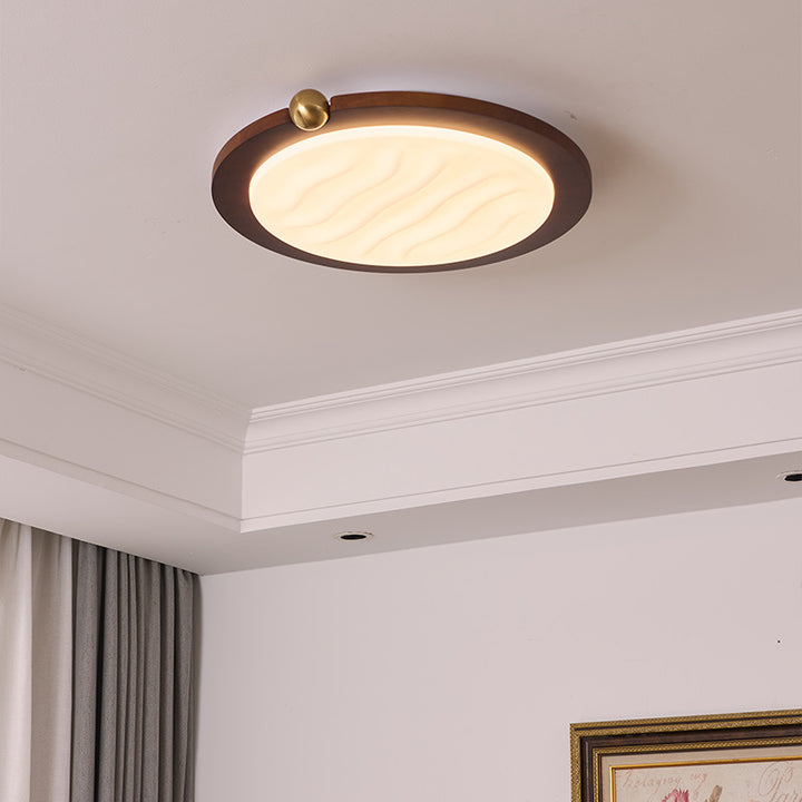 Zeitgenössische Retro Deckenleuchte aus massivem Holz und Acryl mit rechteckigem LED-Flush-Mount für das Wohnzimmer 