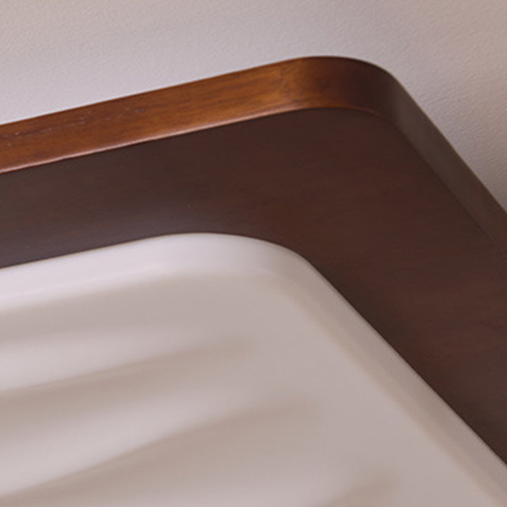 Zeitgenössische Retro Deckenleuchte aus massivem Holz und Acryl mit rechteckigem LED-Flush-Mount für das Wohnzimmer 