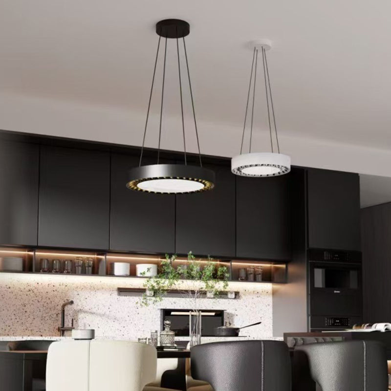 Zeitgenössische Nordische Aluminium Acryl Runde LED Pendelleuchte Für Wohnzimmer 