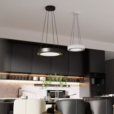Zeitgenössische Nordische Aluminium Acryl Runde LED Pendelleuchte Für Wohnzimmer 