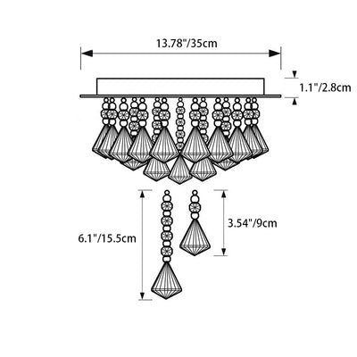 Lustre Plafonnier Rond en Acier Inoxydable à 4 Lumières avec Gouttes de Pluie en Cristal de Luxe Contemporain pour Salon 
