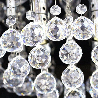 Lustre Plafonnier Rond en Acier Inoxydable à 4 Lumières avec Gouttes de Pluie en Cristal de Luxe Contemporain pour Salon 