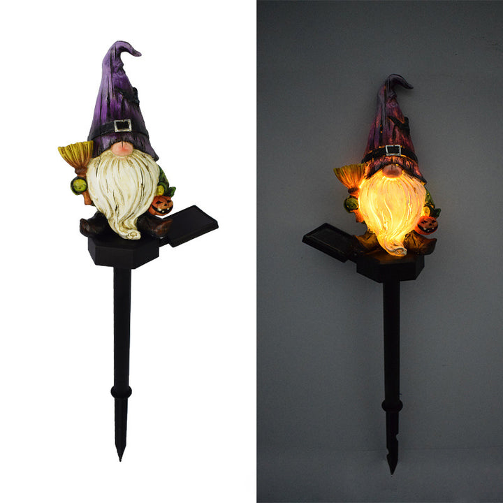 Lumière de paysage à insertion au sol à LED solaire de décoration contemporaine créative en résine de nain elfe pour jardin 